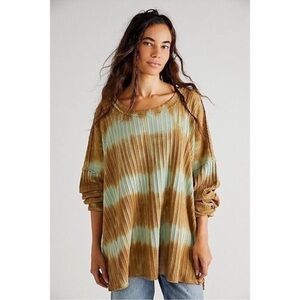 We The Free Sunset Tie Dye Striped Ribbed Long Sleeve Boho Hippie
